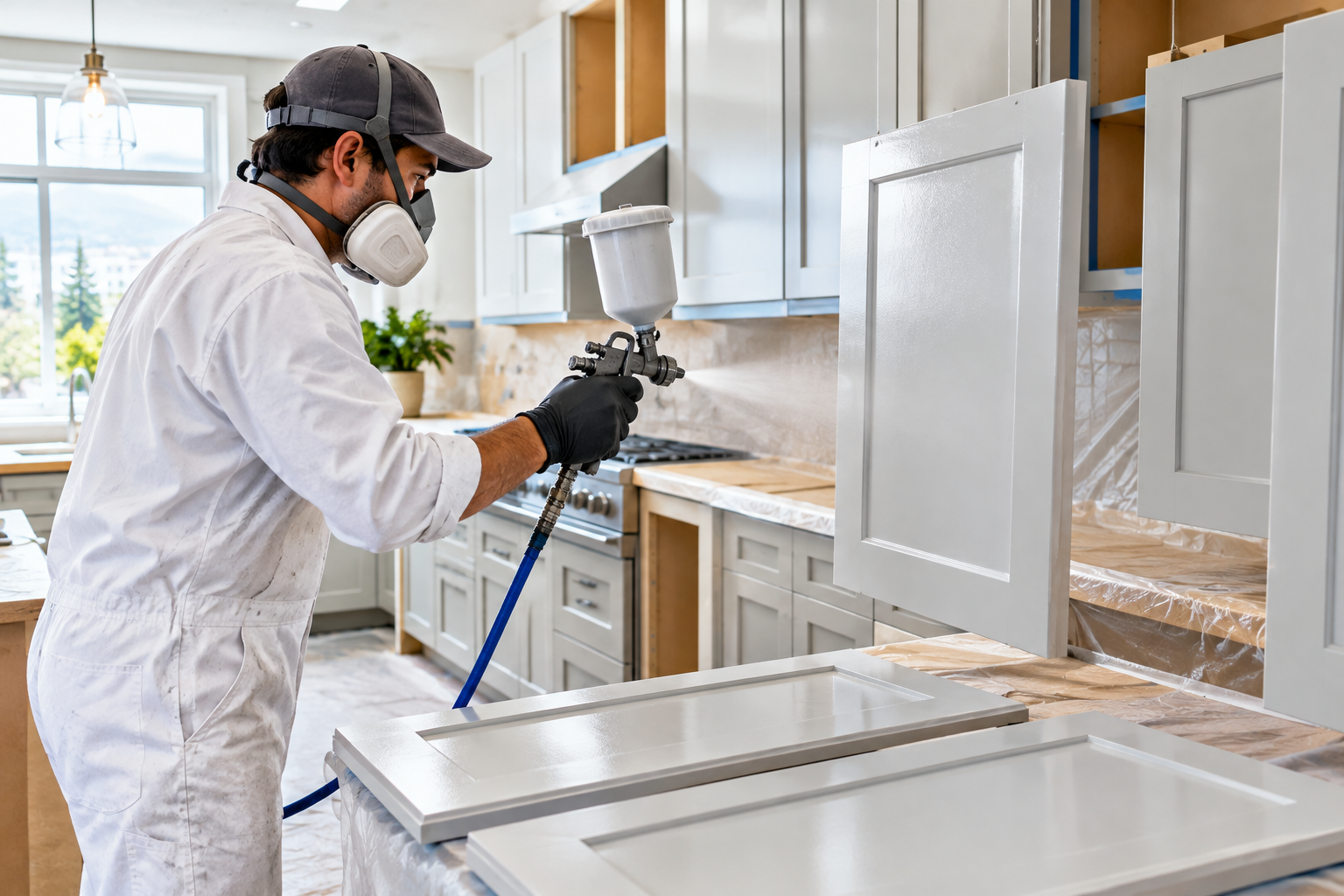 Kitchen cabinet painting Burnaby
